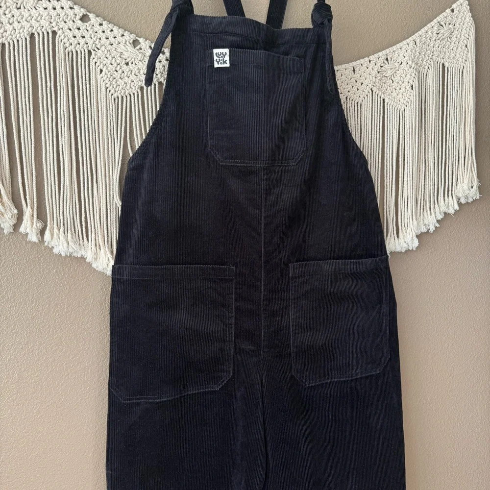 Lucy & Yak Jenny Dungaree overalls jumpsuit ORGANIC CORDUROY Black NWT Size 16R - Picture 4 of 12